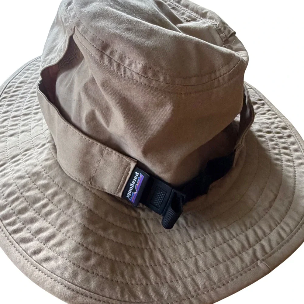 Patagonia Worn Wear Tan Khaki Boonie Sun Hat Adjustable Chin Strap Mens